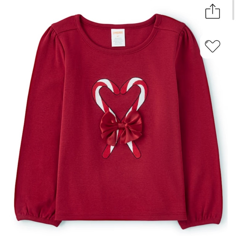 ⭐️GYMBOREE Candy Cane Embroidered Top. Size 10⭐️
